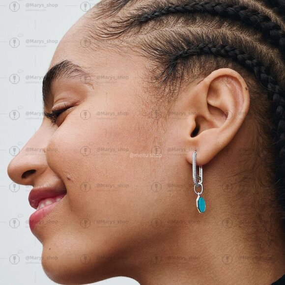 Pandora Turquoise-colored Engravable Mini Medallion Charm - Picture 7 of 7